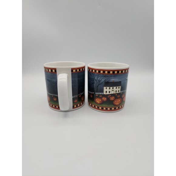 David Carter Brown Pumpkin Hollow pair of Coffee Mugs Sakura by Oneida 2001 - Picture 4 of 12